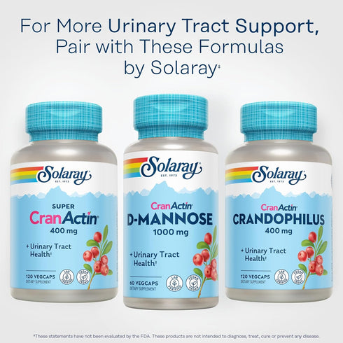 Solaray D-Mannose 1000mg with CranActin Cranberry Extract - Vegan, 60 Day Guarantee, 30 Servings, 60 VegCaps - Supports