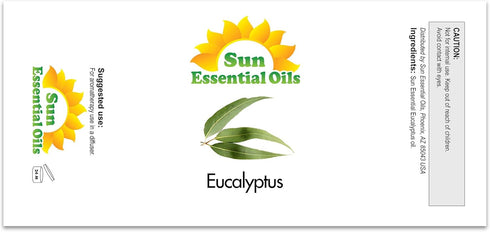 Sun Essentials Oils, 2 oz Eucalyptus Essential Oil with Dropper for Diffuser, Skin