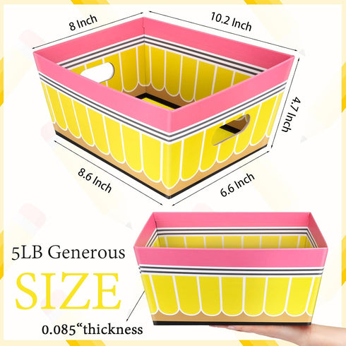 Moonld 5 Pcs Teacher Appreciation Gifts Pencil Empty Gift Basket with Handle Cardboard Gift Baskets Market Tray Pencil