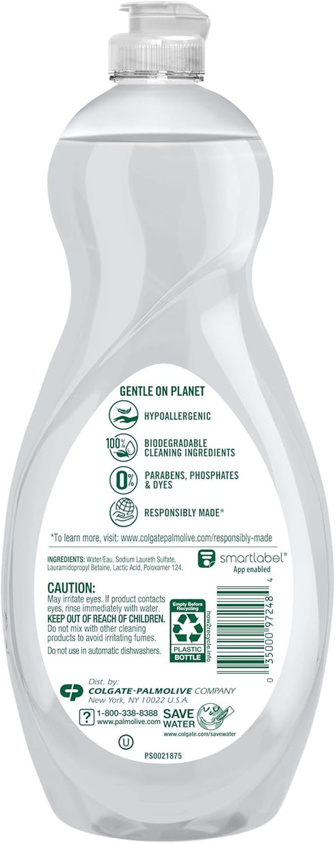 Palmolive Ultra Dishwashing Liquid Dish Soap, Pure + Clear Fragrance Free, 32.5 Fluid Ounce.