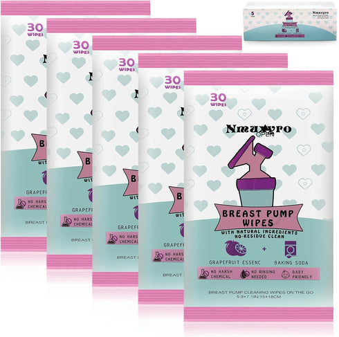 Nmuxyro Breast Pump Wipes, 5 Packs Natural Pump Parts Cleaning On The Go,