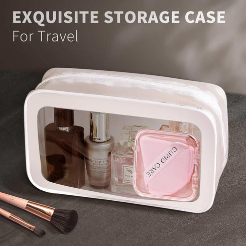 6 Pcs Triangle Powder Puff with 2 Travel Cases, Velour Makeup Puffs for Loose Powder and Foundation Blending