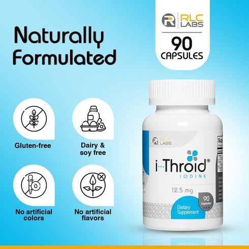 RLC i-Throid 12.5 mg Iodine and Iodide Supplement, 90 Capsules (90 Servings)