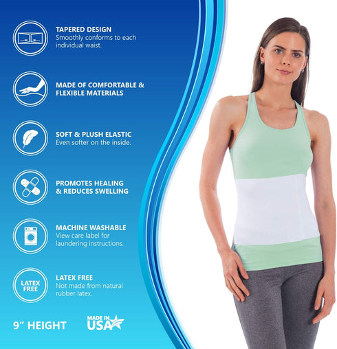 NYOrtho Tapered Abdominal Binder - Firm Compression Wrap for Stomach Support, 30-36 Inch, Made in USA
