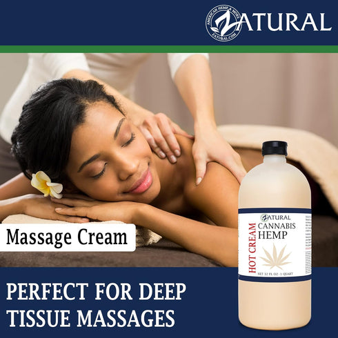 Zatural Hemp Hot Cream Massage for Joints and Muscles, Essential Oil Blend with Aloe and Hemp (8oz jar)
