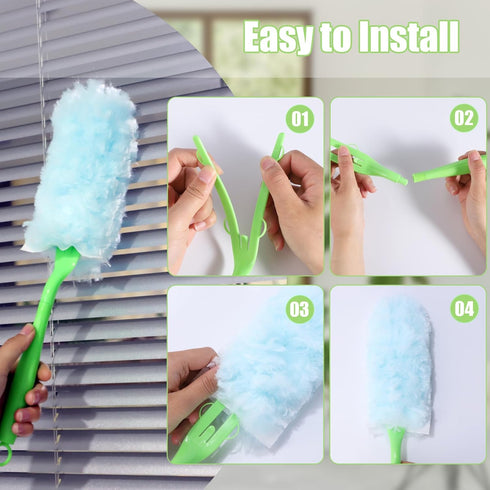 30PCS Disposable Dusters Refills, Heavy Duty 360 Degree Dusters Blue Electrostatic Replacement Heads for Multi-Surface