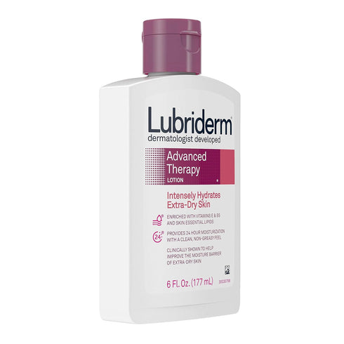 Lubriderm Advanced Therapy Moisturizing Lotion 6 fl. oz (Pack of 3) with Vitamins E and B5, Non-Greasy Formula for