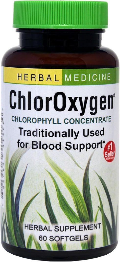 Herbs Etc. ChlorOxygen Chlorophyll Concentrate - Aids Healthy Blood Circulation - 60 Softgels