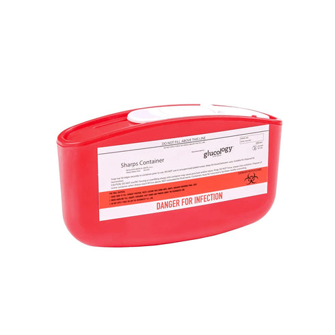3 Pack Glucology Red Sharps Bins - Durable 80ml Biohazard Needle Disposal Containers for Medical Waste