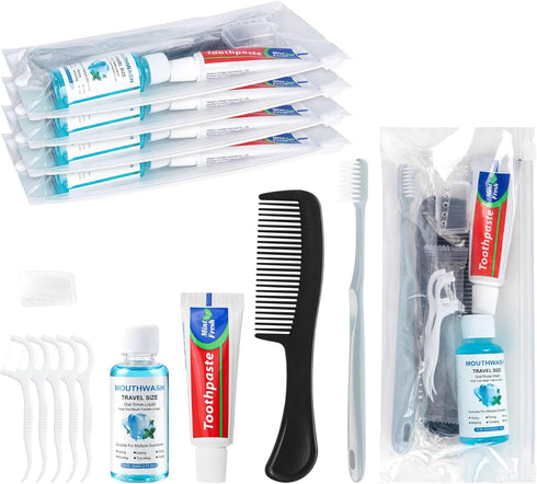 Travel Toothbrush Kit Bulk, Hygiene Kit Bulk with Toothbrush Toothpaste Set, Floss