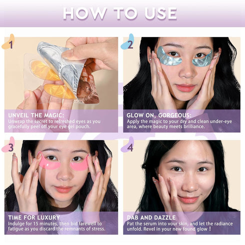 Under Eye Patches for Puffy Eyes, 24k Gold Eye Masks with Collagen & Hyaluronic Acid, 30 Pairs