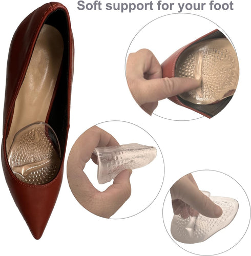 Metatarsal Pads for Women, Soft Gel Ball of Foot Cushions, Shoe Inserts for Foot Pain Relief (Clear-2 pairs)