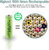 AA Solar Light Batteries, Rechargeable NIMH 600mAh 1.2V for Garden Lawn Landscaping Solar Lamps