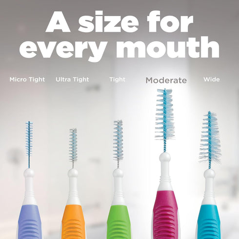 GUM Proxabrush Go-Betweens - Moderate Interdental Brushes, Soft Bristled Dental Picks for Plaque Removal & Gum Health,