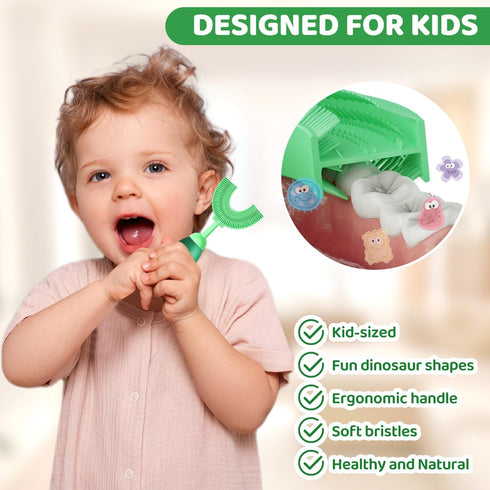 U-Shaped Toddler Toothbrush for Kids 2-6 Years, 360° Manual Whole Mouth Baby Toothbrush with Soft Silicone