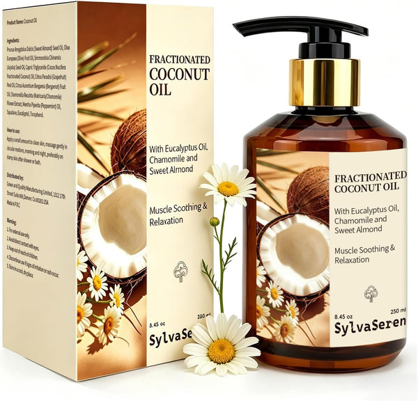 Sylvaseren Organic Fractionated Coconut Oil Body Massage Oil with Sweet Almond & Chamomile