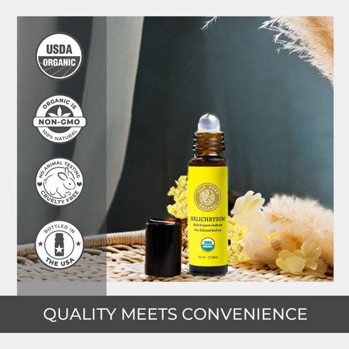 Silk Road Organic Helichrysum Italicum Essential Oil Roll On - 100% Pure USDA Certified Aromatherapy, 10 ml Roller
