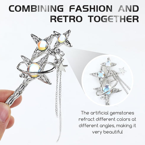 inSowni 8 Pieces Decorative Retro Crystal Pearl Hair Sticks, Asian Chinese Hanfu Hair Forks for Women Girls