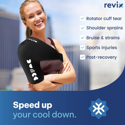 REVIX Shoulder Ice Pack Wrap, Reusable Gel Cold Pack for Arm & Rotator Cuff Tear, Compression for Shoulder Pain Relief