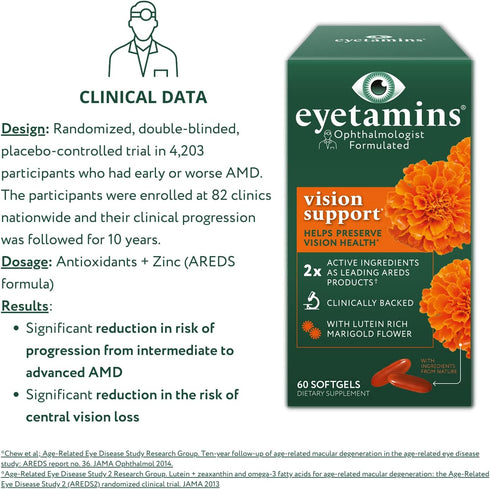 Vision Support 60 Capsules, Ophthalmologist-Formulated, Plant-Based, Vegan and Non-GMO