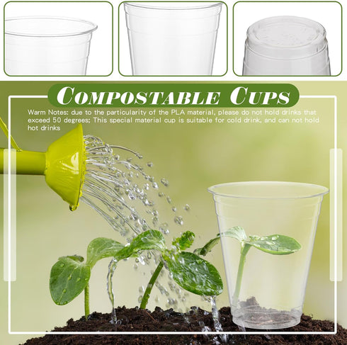 Yaomiao 100 Commercially Supplies(12 oz) Pcs Clear Cold Cups Disposable Party Cups Plant Based Drinking Container