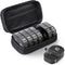 AUVON Canvas Bag Travel Pill Organizer, Large AM/PM Weekly Pill Box with Portable Black Zipper Cloth Bag