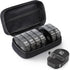 AUVON Canvas Bag Travel Pill Organizer, Large AM/PM Weekly Pill Box with Portable Black Zipper Cloth Bag