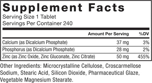 Force Factor Zinc 50mg | 240 Tablets | Zinc Supplements with Zinc Oxide Powder, Zinc Gluconate, and Zinc Citrate for
