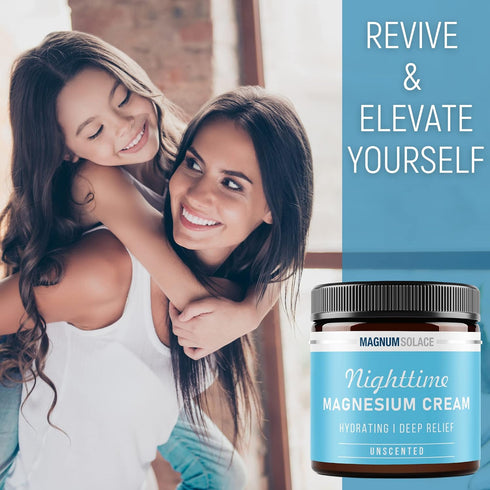 Magnum Solace Magnesium Lotion Nighttime Magnesium Cream Apply to Legs, Arms or Chest - Topical Magnesium Chloride USA
