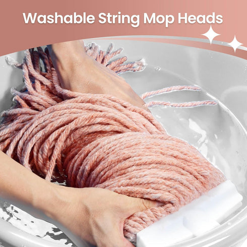 Large,3Pack) 2 Pack Commercial Matthew Cleaning Screw-on Heavy Duty Cotton Wet Mop Replacement Heads(Orange