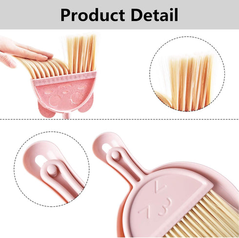 Kalolary 5 Pcs Mini Broom and Dustpan Set, Little Broom with Dustpan for Home Cleaning, Extendable Duster