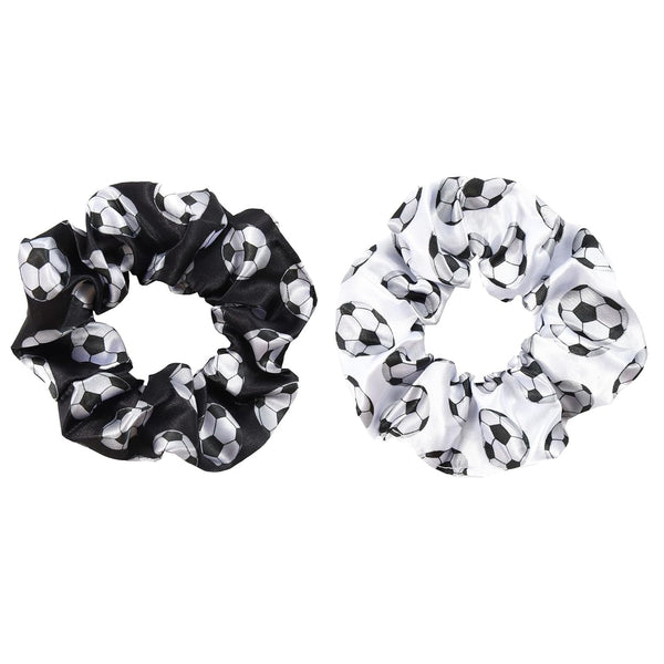 Soccer Cheer Stain Hair Scrunchies, 2Pcs Football Print Silk Hair Ties for Girls, Ponytail Holder Hair Accessories