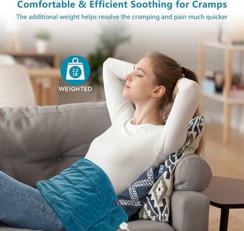 Comfytemp Weighted Heating Pad for Back & Cramps, 2.2lb Electric Neck Shoulder Heat Pad, FSA HSA Eligible, Washable