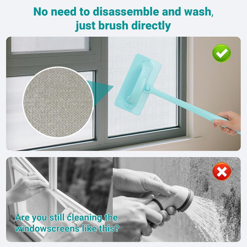 Zqarallax 3 Pack 6 Window Cleaner Tool, Window Screen Cleaner and Track Cleaning Brush with Replacement Cleaning