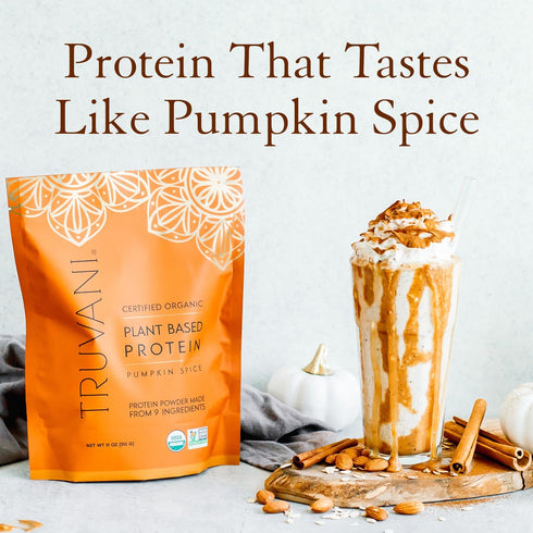 Truvani Vegan Pea Protein Powder | Pumpkin Spice | 20g Organic Plant Based Protein | 10 Servings | Gluten & Dairy Free