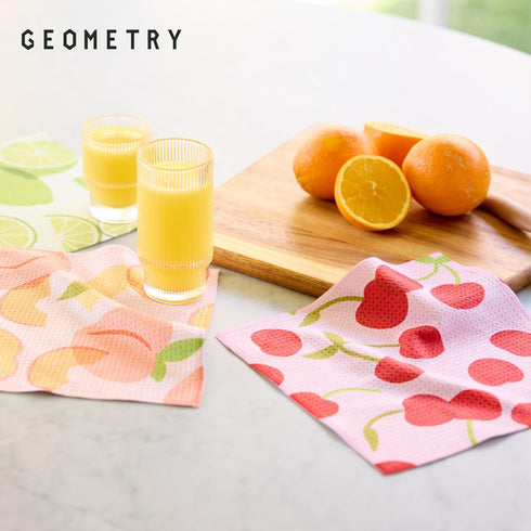 Summer 10" 10" 3-Pack GEOMETRY Kitchen Dish Cloths - Spring & Collection - Premium Dishcloths with Geoweave - Absorbent