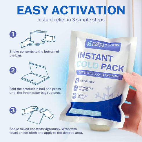 25 Pack Instant Cold Packs - Disposable Ice Packs for Injuries, Pain Relief, Swelling, Inflammation, Sprains, Toothache