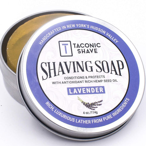 Taconic Shave Lavender Scent Shaving Soap, Calming Floral Aroma, Barbershop Quality Lather Puck