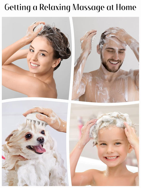 HEETA Scalp Scrubber, Hair Growth Massager with Soft Silicone Bristles, Upgraded Material for Wet Dry Hair Care, Beige