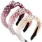 WILLBOND 3 Pieces Knotted Headband Set for Women, Retro Velvet Pearls Hair Accessories (Beige, Pink, Pale Mauve)