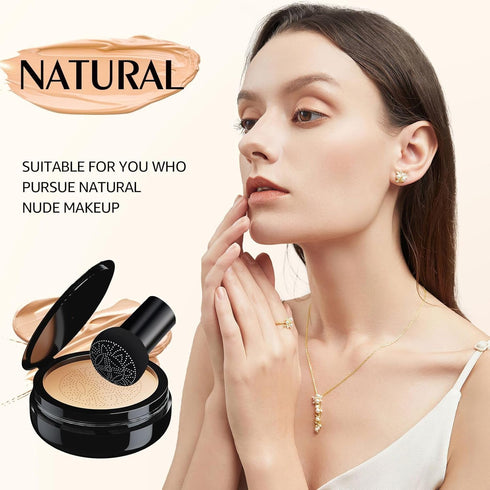 OETUIOW Mushroom Head Air Cushion CC Cream, BB Cream Foundation for Mature Skin, Natural Color