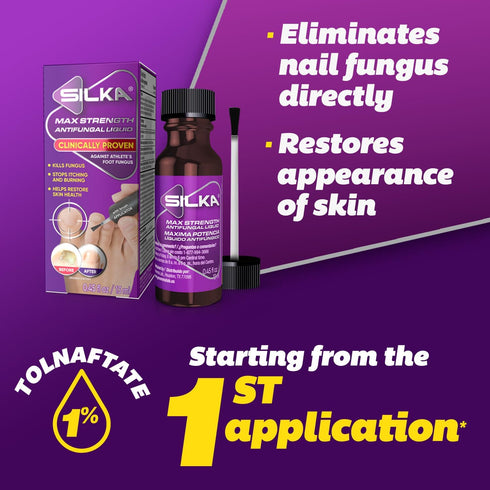 Set Silka Max Strength Antifungal Liquid & Cream - Powerful Relief for Toenail Fungus, Athlete's Foot, and Ringworm