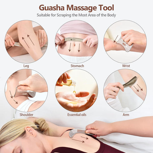 Niymyin 5-in-1 Set, Stainless Steel Muscle & Fascia Scraper Tool For Body Skin Massage and Sore Muscles, Myofascial