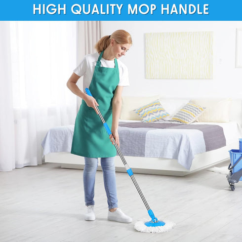 Spin Mop Replacement Handle, 360 Degree Rotating Telescopic Mop Pole for Household Cleaning Accessories (Cute Blue)