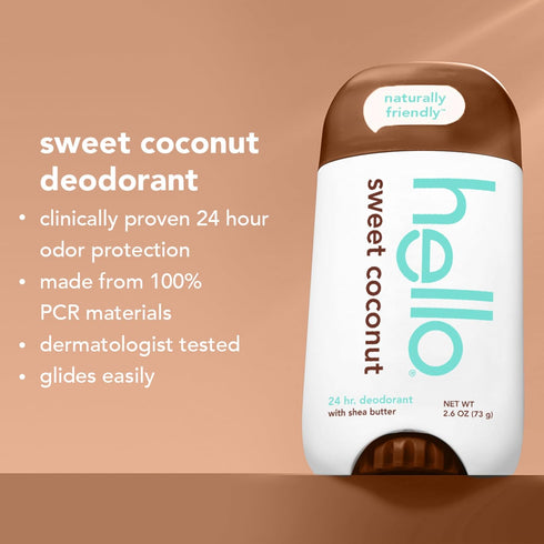 hello Deodorant Variety Pack (Sweet Coconut, Fresh Citrus, White Sage) - Aluminum Free, 24 Hour Odor Protection, 3 Pack