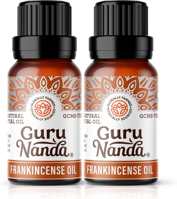 GuruNanda Frankincense Essential Oil (2x0.5 Fl oz) - 100% Pure, Natural Aromatherapy Oil for Diffusers, Supports Joint