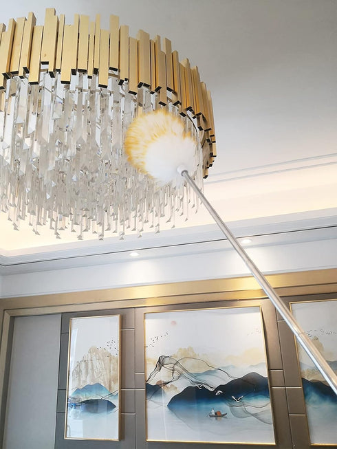 MKUN Lambs Wool Feather Duster, Extendable Stainless Steel Handle for Cleaning Fan, Windows, Blinds, Laptop, Furniture