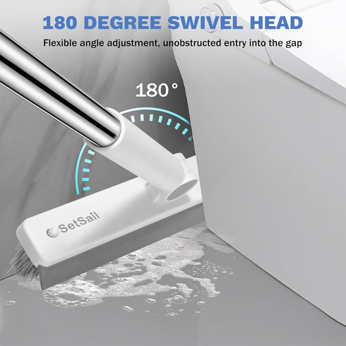 SetSail Grout Cleaner Brush with Long Handle, V-Shaped Floor Scrub Brush Swivel Grout Brush Stiff Bristle Floor Grout