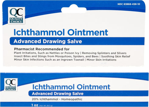 Quality Choice Ichthammol Ointment 20%, Advanced Drawing Salve for Skin Relief from Irritations, Splinter, Acne, 1oz