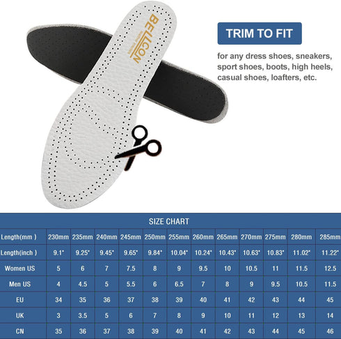 Leather Insoles for Men, Black Thin Inserts for Dress Shoes, Nonslip Shoe Pads (3 Pairs, US 9-9.5)